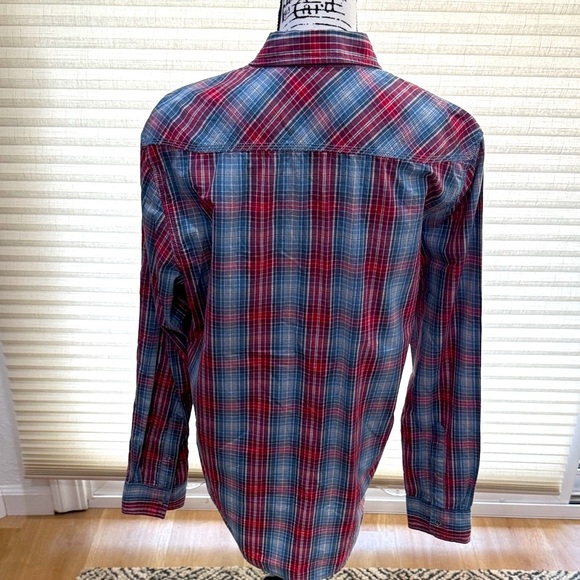 Men's Plaid Button-Up Shirt - Red and Blue - Picture 2 of 5